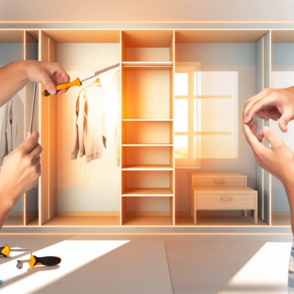 Montaż organizerów do szafy w domowej garderobie